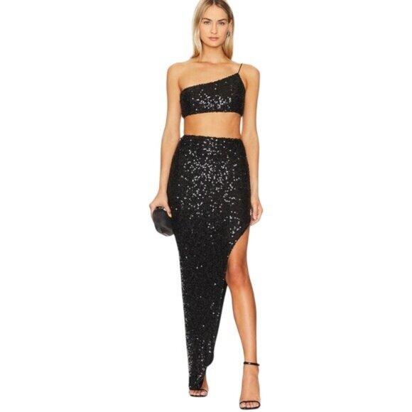 Nookie Smoke Show Skirt in Black Sequin - Picture 2 of 9